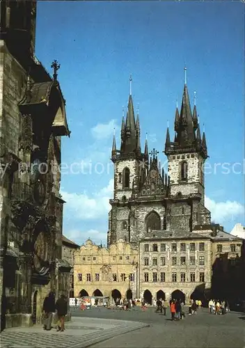 Prag Prahy Prague Rathaus und Theinkirche Kat. Praha
