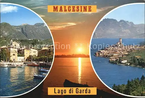 Malcesine Lago di Garda Gesamtansicht und Hafen Kat. Malcesine