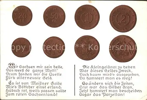 Meissen Elbe Sachsen Meissner Gold Notgeld Muenzen Gedicht Kat. Meissen