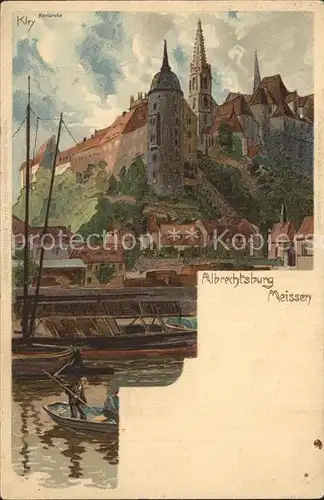 Meissen Elbe Sachsen Albrechtsburg Kuenstlerkarte Kat. Meissen