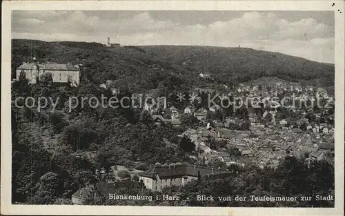 Blankenburg Harz Blick von der Teufelsmauer zur Stadt Kat. Blankenburg