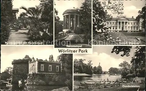 Woerlitz Woerlitzer Park Palmengarten Floratempel Venustempel Schloss Museum Gondelstation Stein Villa Hamilton Kat. Woerlitz