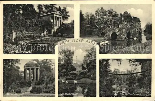 Woerlitz Woerlitzer Park Floratempel Der Stein Schwaene Kettenbruecke Monument Venustempel Kat. Woerlitz