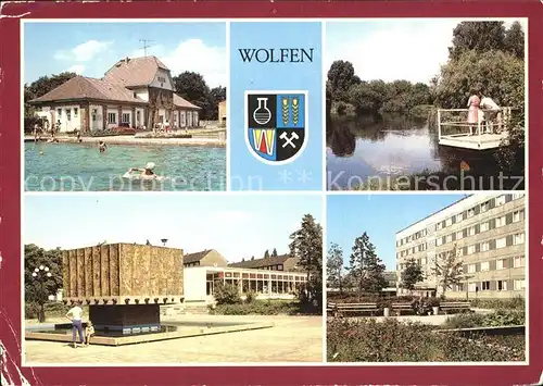 Wolfen Bitterfeld  Freibad Gondelteich Fuhneaue Springbrunnen Strasse der Republik Wolfen Nord Kat. Bitterfeld