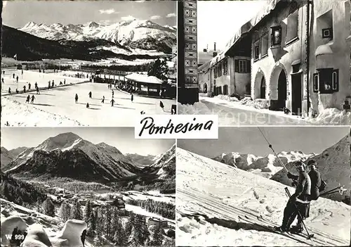 Pontresina Wintersportplatz Alpen Eislaufbahn Ortspartie Skilift Kat. Pontresina