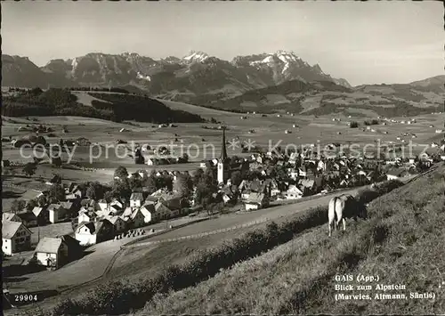 Gais AR Panorama Blick zum Alpstein Marwies Altmann Saentis Appenzeller Alpen Kat. Gais