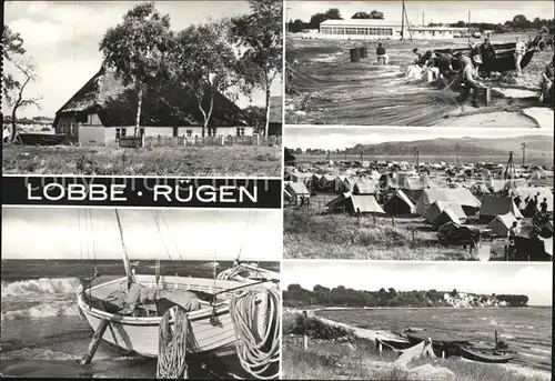 Lobbe Middelhagen Ruegen Reetdachhaus Fischerboot Strand Campingplatz Kat. Middelhagen Ruegen