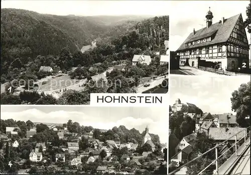 Hohnstein Saechsische Schweiz Panorama Blick von der Burg Rathaus Kat. Hohnstein