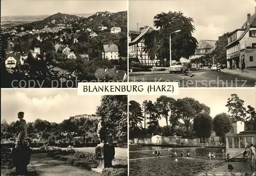 Blankenburg Harz Blick vom Eichenberg Mauerstrasse Barockgarten im ehem Luftschloss Staedt. Freibad Kat. Blankenburg