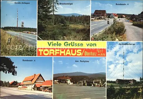Torfhaus Harz Sende Anlagen Brockenblick Bundesstrasse 4 am Parkplatz Jugendherberge Kat. Altenau
