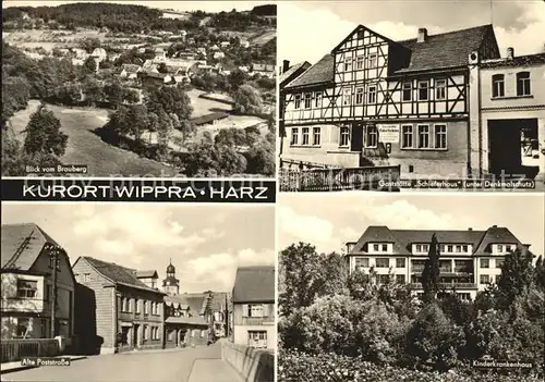 Wippra Blick vom Braunberg Alte Poststrasse Kinderkrankenhaus Gaststaette Schleiferhaus Kat. Wippra Kurort