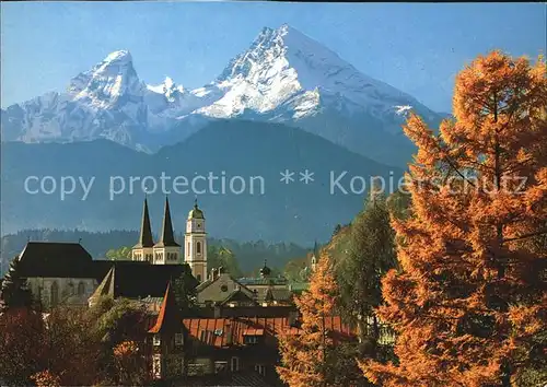 Berchtesgaden mit Kirche und Watzmann Kat. Berchtesgaden