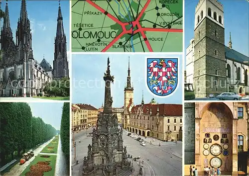 Olomouc Dom sv Vaclava Kostel sv Morice Smetanovy sady Nemesti Miru s radnici Orloj Kat. Olomouc