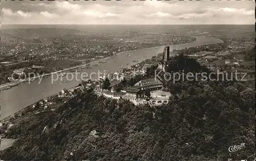 Drachenfels Fliegeraufnahme Hotel Restaurant auf dem Drachenfels Kat. Koenigswinter