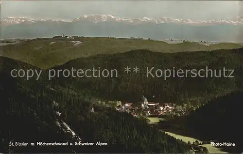 St Blasien Fliegeraufnahme mit Hoechenschwand und Schweizer Alpen Kat. St. Blasien