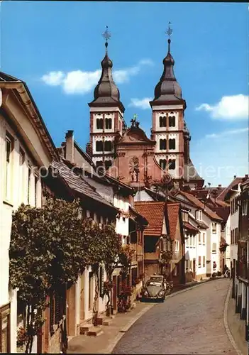 Amorbach Abteigasse mit Abteikirche Kat. Amorbach