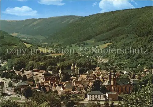 Amorbach Blick vom Sommerberg mit Pfarrkirche und Abteikirche Kat. Amorbach