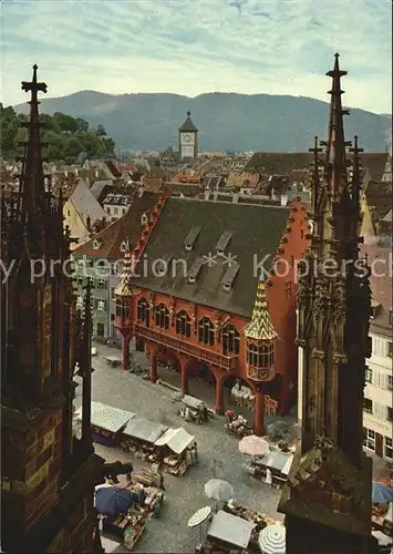 Freiburg Breisgau Marktplatz mit Kaufhaus und Muenster  Kat. Freiburg im Breisgau