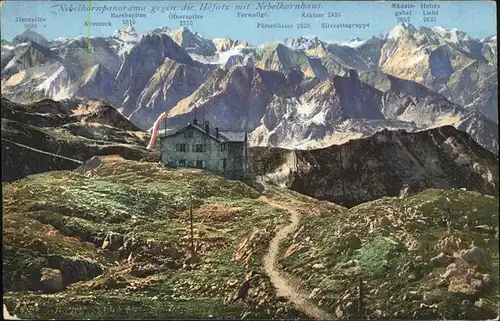 Allgaeuer Alpen Nebelhornpanorama gegen die Hoefats mit Nebelhornhaus