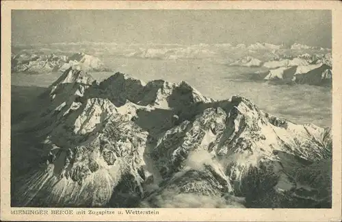 Allgaeuer Alpen Mieminger Berge mit Zugspitze und Wetterstein Fliegeraufnahme