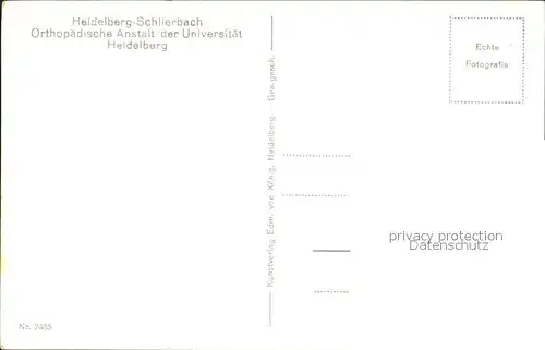 Heidelberg Schlierbach Orthopaedische Anstalt der Universitaet Fliegeraufnahme / Heidelberg /Heidelberg Stadtkreis