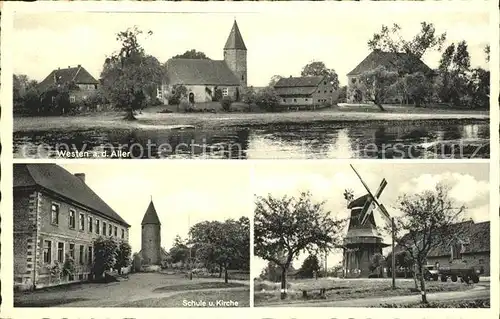 Westen Doerverden Schule Kirche Windmuehle  / Doerverden /Verden LKR