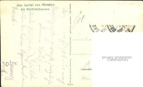 Isartal Muenchen bis Wolfratshausen Litho / Pullach i.Isartal /Muenchen LKR