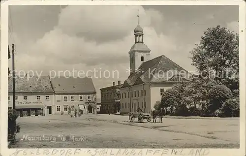 Naumburg Queis Nowogrodziec Stadtplatz Kirche Pferdekutsche  / Polen /