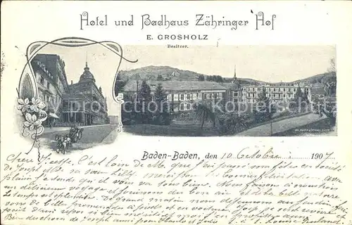 Baden-Baden Hotel Badhaus Zaehringer Hof / Baden-Baden /Baden-Baden Stadtkreis