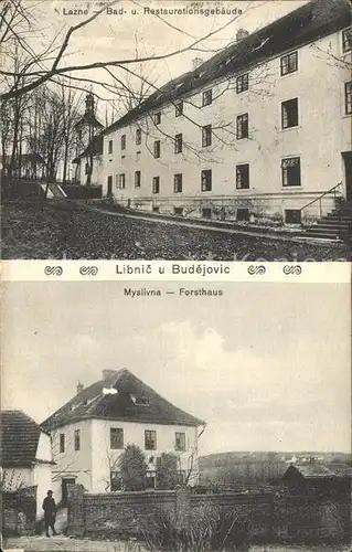 Libnic und Budejovice Lazne Bad und Restaurationsgebaeude Myslivna Forsthaus / Tschechische Republik /