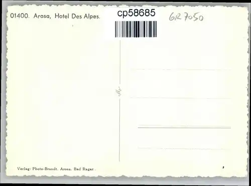 Arosa GR Arosa Hotel Des Alpes * / Arosa /Bz. Plessur