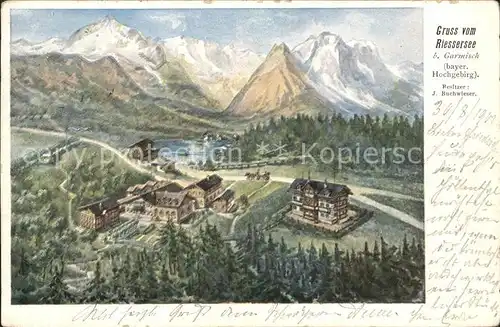 Riessersee Kuenstlerkarte / Garmisch-Partenkirchen /Garmisch-Partenkirchen LKR