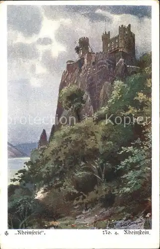 Burg Rheinstein Rheinserie Kuenstlerkarte / Trechtingshausen /Mainz-Bingen LKR