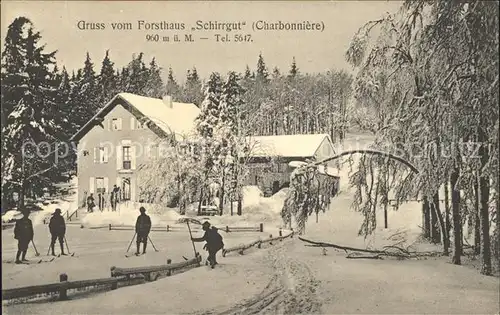 Charbonniere Alsace Forsthaus Schirrgut im Winter Skifahrer / Strasbourg /Arrond. de Strasbourg-Ville