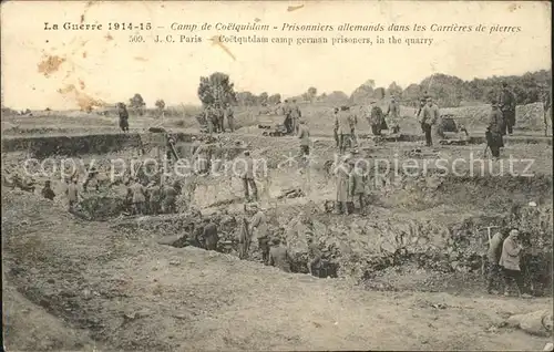 Camp de Coetquidan Grande Guerre 1914/15 Prisonniers allemands dans les Carrieres de pierres 1. Weltkrieg / Guer /Arrond. de Vannes