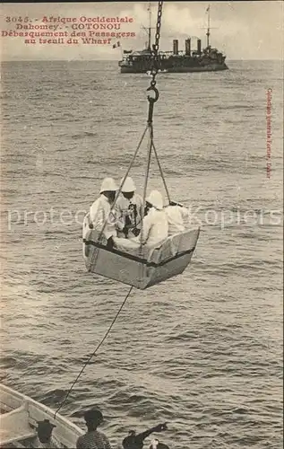 Dahomey Debarquement des Passagers au treull du Wharf / Afrika /