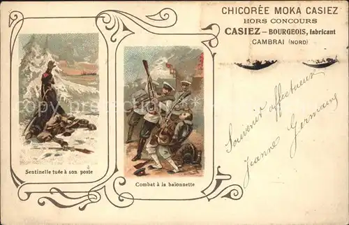 Cambrai Militaer Litho Sentinelle tuee a son poste Combat a la bajonnette / Cambrai /Arrond. de Cambrai