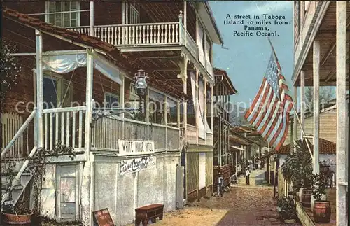 Taboga Street Scene Hotel Flag / Taboga Island /