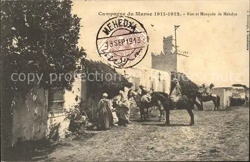 Mehdya Rue et Mosquee Campagne du Maroc 1911-1912 Stempel auf AK / Marokko /