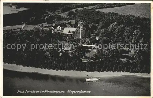 Moehnetalsperre Haus Delecke Fliegeraufnahme / Sundern (Sauerland) /Hochsauerlandkreis LKR