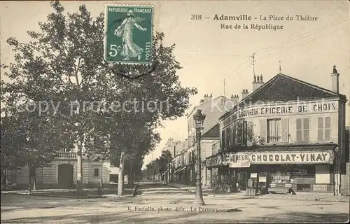 Adamville Place du Theatre Rue de la Republique Stempel auf AK / Saint-Maur-des-Fosses /Arrond. de Creteil