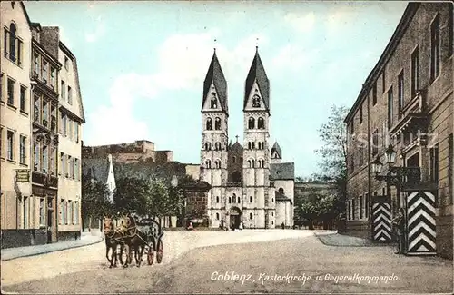 Coblenz Koblenz Kastorkirche Generalkommando Pferdekutsche / Koblenz Rhein /Koblenz Stadtkreis