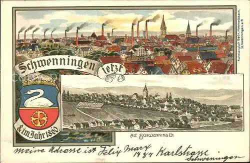 Schwenningen Neckar im Jahr 1860 und 1908 / Villingen-Schwenningen /Schwarzwald-Baar-Kreis LKR