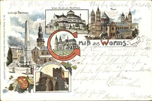 Worms Rhein Ludwigsdenkmal Spielhaus Festhaus Dom Fischerpfoertchen / Worms /Worms Stadtkreis