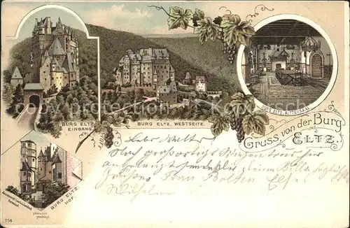 Burg Eltz Eingang Hof Rittersaal Litho / Wierschem /Mayen-Koblenz LKR