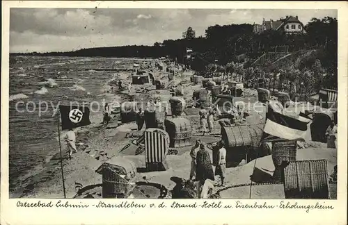 Lubmin Ostseebad Strandleben Strand-Hotel und Eisenbahn-Erholungsheim / Lubmin /Ostvorpommern LKR