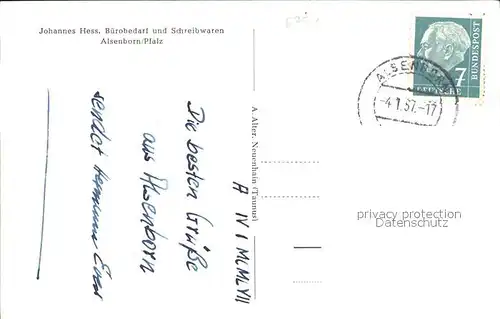 Alsenborn Johannes Hess Buerobedarf und Schreibwaren / Enkenbach-Alsenborn /Kaiserslautern LKR