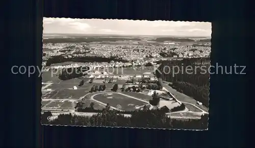 Schwenningen Neckar Fliegeraufnahme Sportplatz mit der Stadt / Villingen-Schwenningen /Schwarzwald-Baar-Kreis LKR