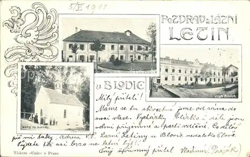 Lazne Letiny Bad Lettin Restaurace Villa Anna Kaple svateho Vintire / Lazne Letiny /Plzen-jih