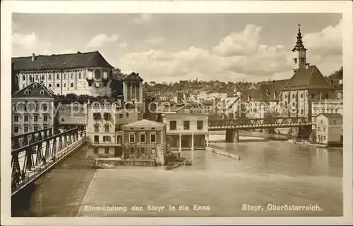 Steyr Enns Oberoesterreich Einmuendung der Steyr in die Ens / Steyr /Steyr-Kirchdorf